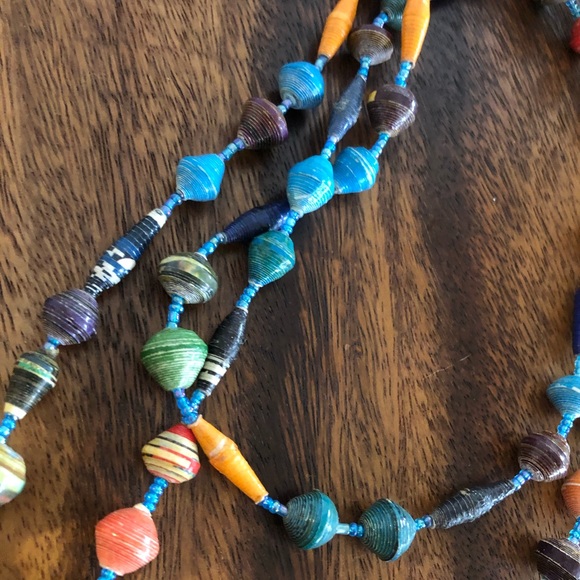 African Recycled Paper Bead Necklace - Picture 5 of 6